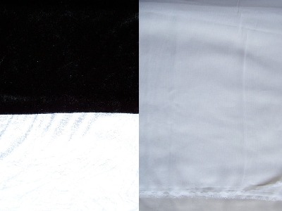 links: Pannesamt -schwarz -schneeweiß                                  rechts: Chiffon -lichtweiß